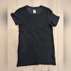 NSF Black Mesh Short Sleeve Top